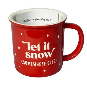 Mainevent Let It Snow Somewhere Else Red Ceramic Mug Christmas Winter New